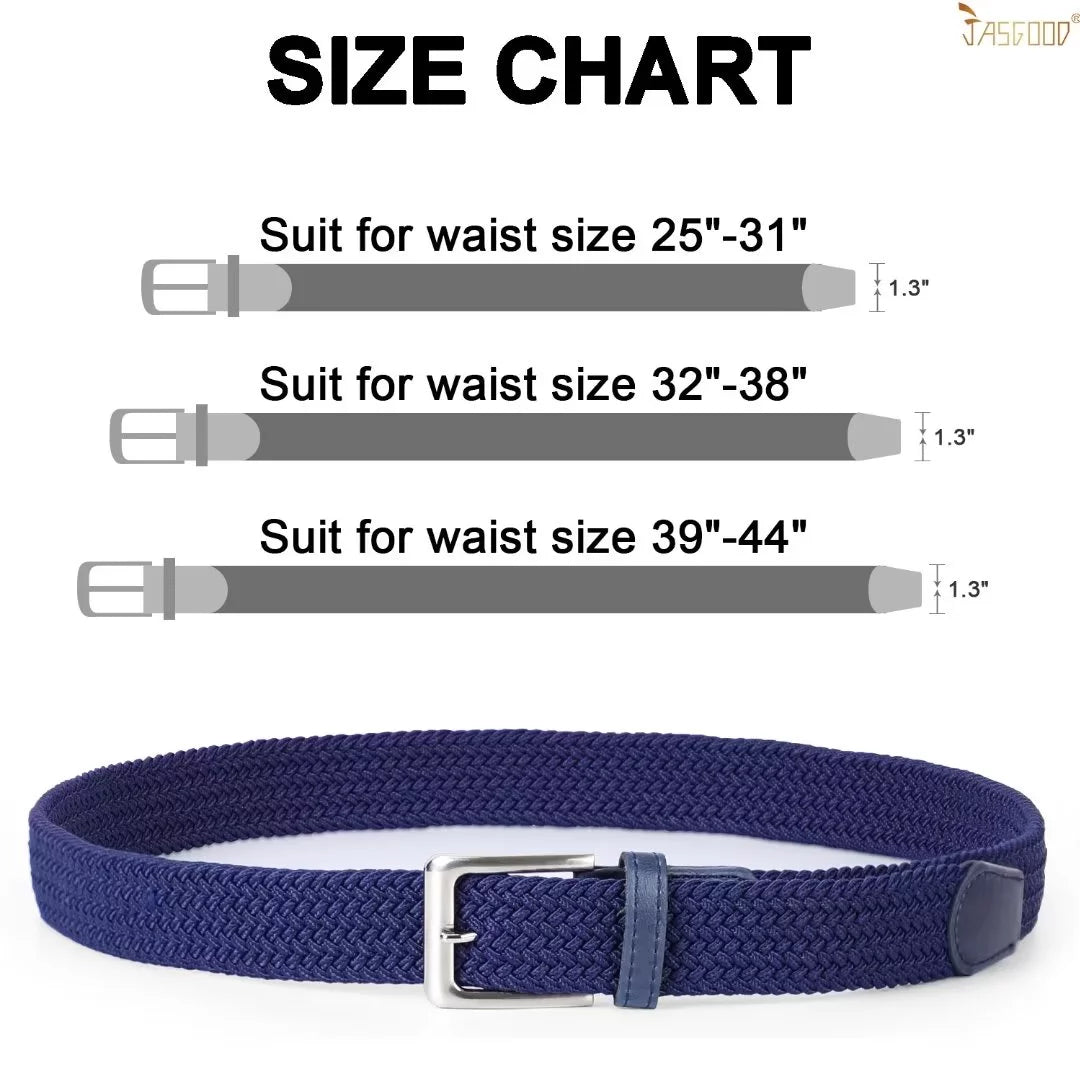 Men Woven Stretch Belts Braided Golf Elastic Blue Belt