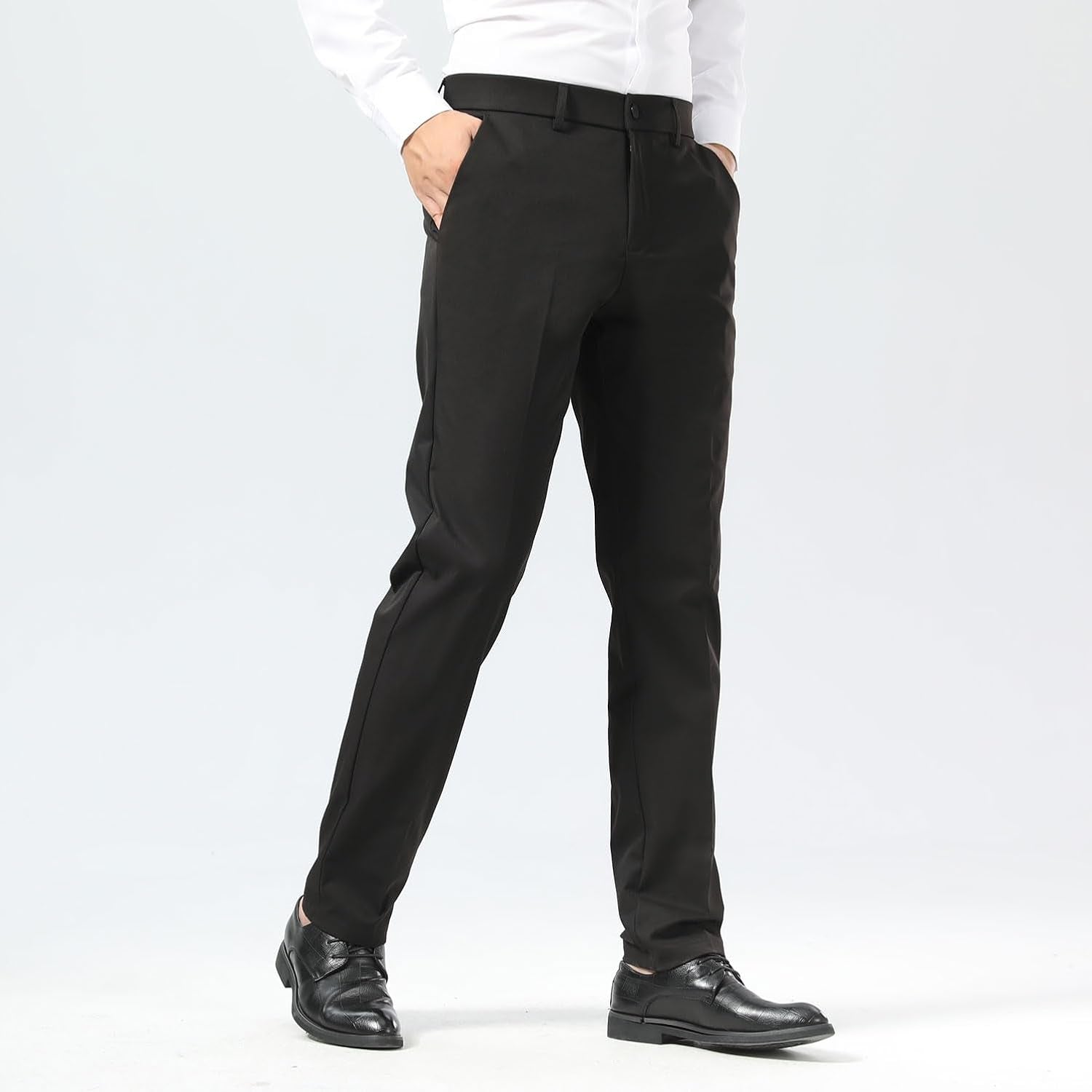 Men'S Dress Pants Slim Fit Stretch Khaki Pants Wrinkle Free