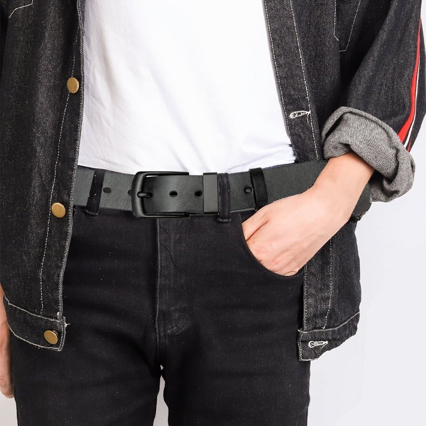 Men Belts Leather Belt for Mens Casual Dress Belt Vintage Black Belt