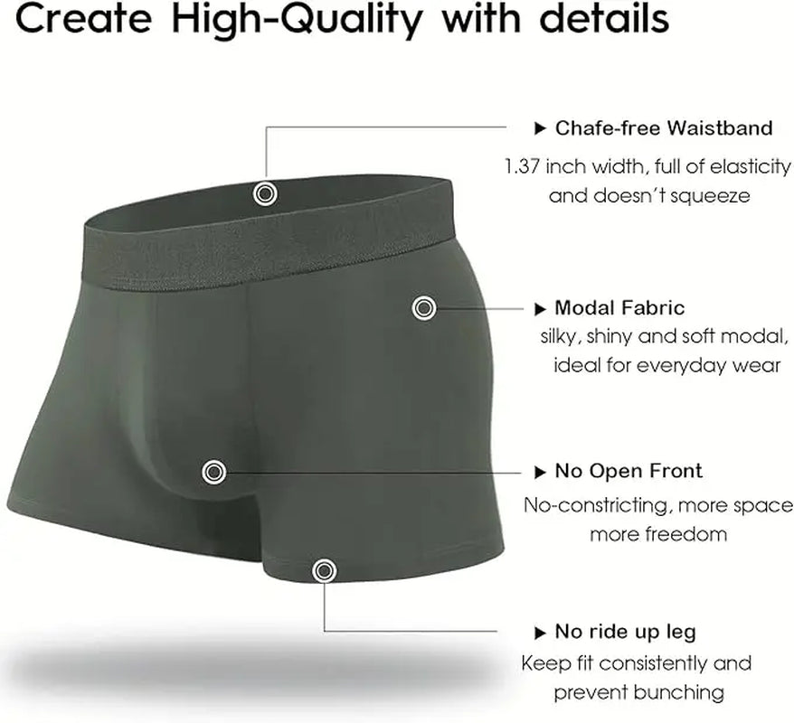 Natural Feelings Mens Modal Underwear Trunks Soft Mens Modal Boxer Briefs for Men Pack of 4