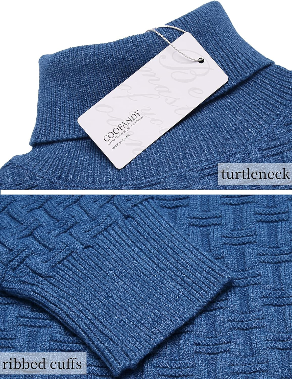 Men'S Slim Fit Turtleneck Sweaters Casual Cable Knitted Soft Pullover Sweaters