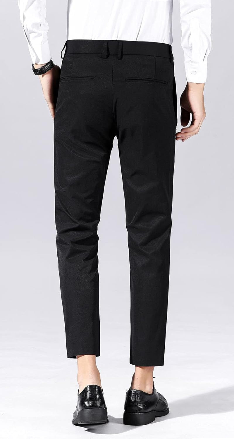 Men'S Cropped Pants Slim Fit Dress Pants Uniform Pants Suit Pants for Men