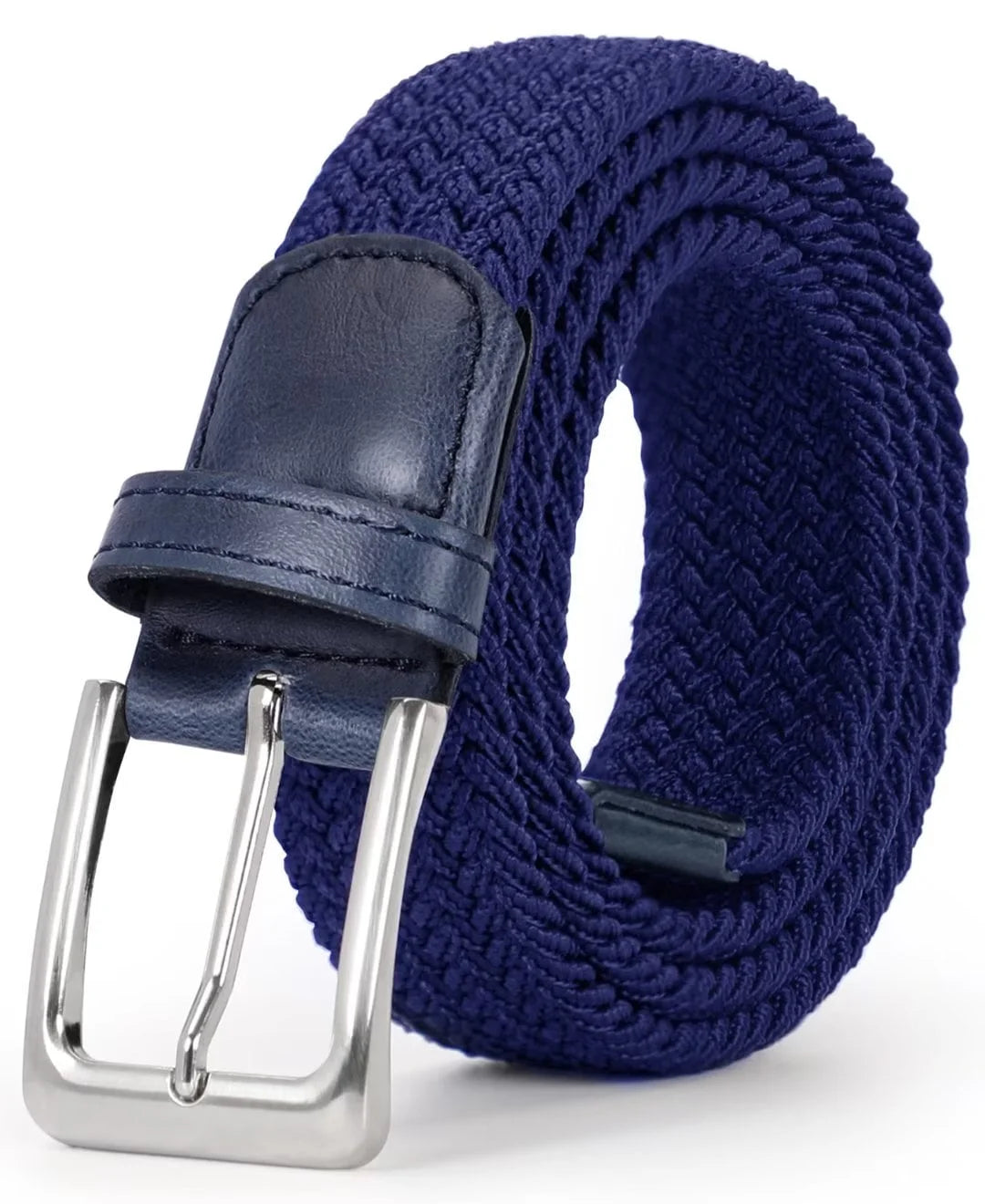 Men Woven Stretch Belts Braided Golf Elastic Blue Belt