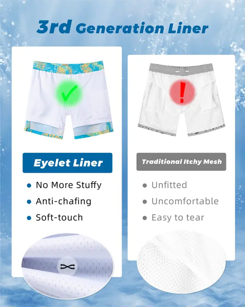 "Quick Dry 2-in-1 Mens Swim Trunks with Compression Liner - Perfect for Surfing, Running, and Fishing!"