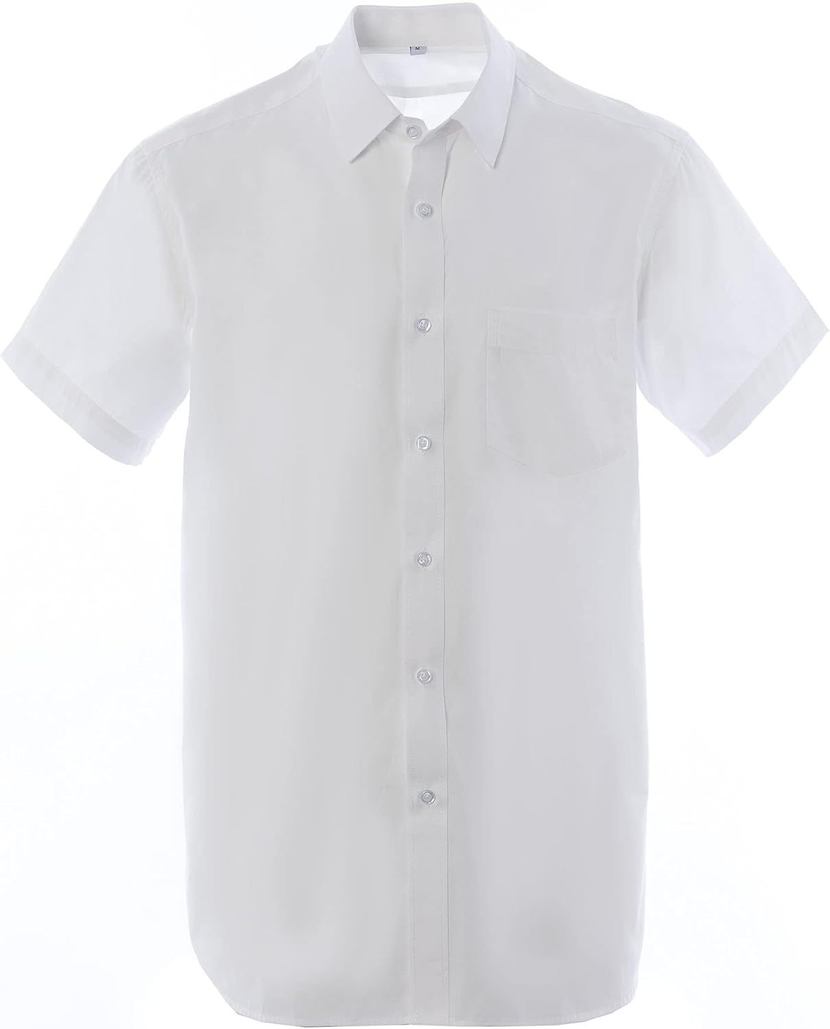 Men'S Shirts, Regular Fit Shirts, Short Sleeve Dress Shirts, Solid Casual Shirts,White