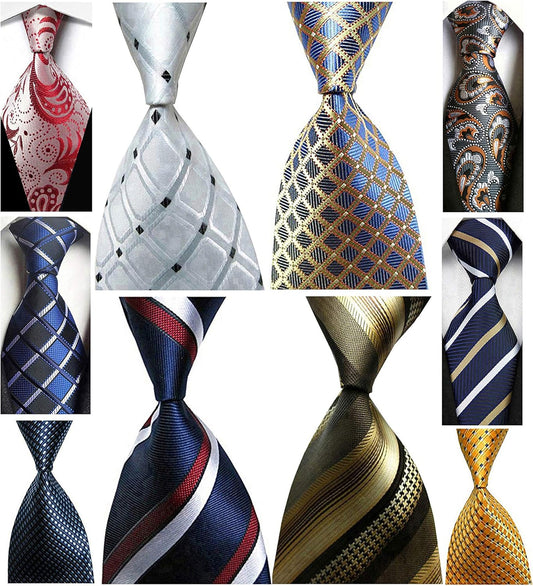 Lot 10 PCS Men'S Ties 100% Silk Tie Woven Slim Necktie Jacquard Neck Ties Classic Ties