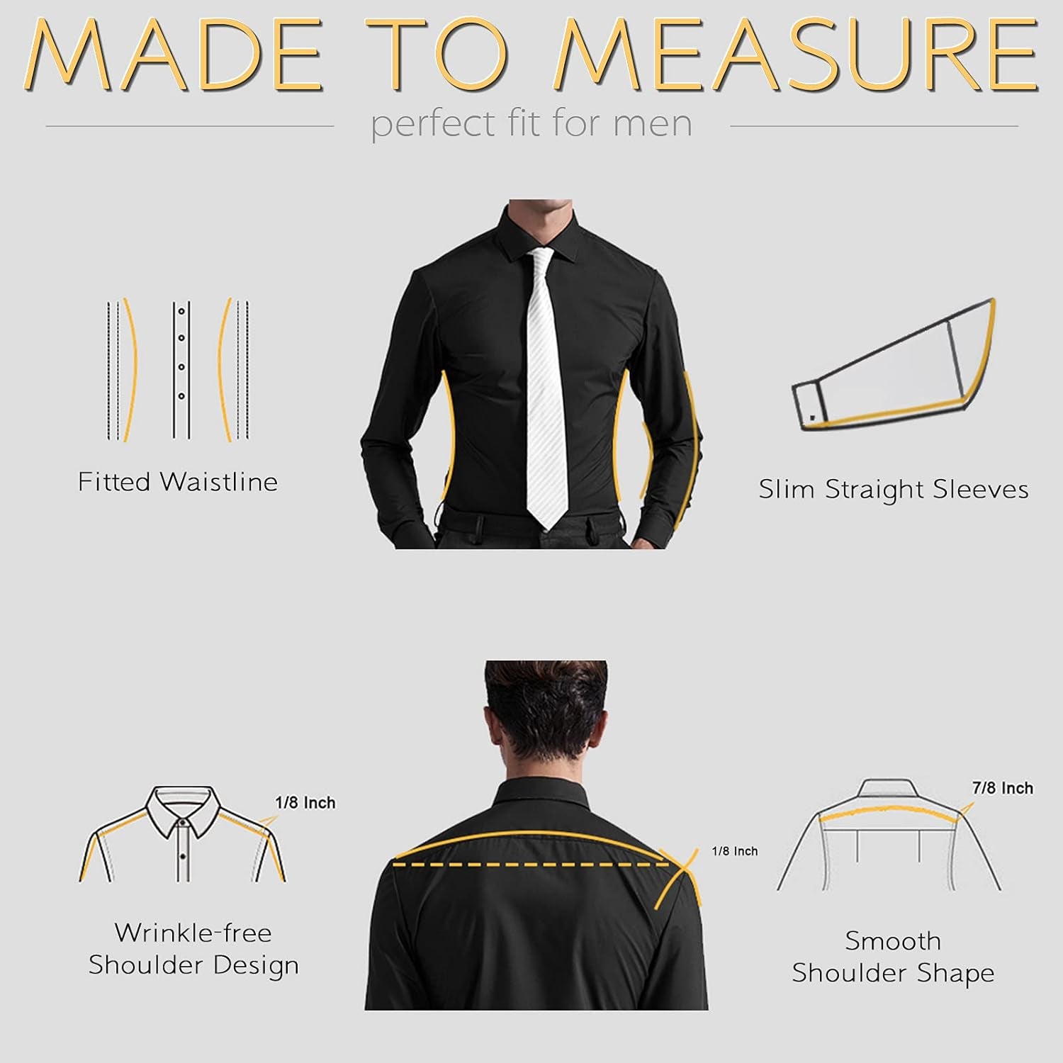 Mens Dress Shirts, Slim Fit Long Sleeves Button down Shirts