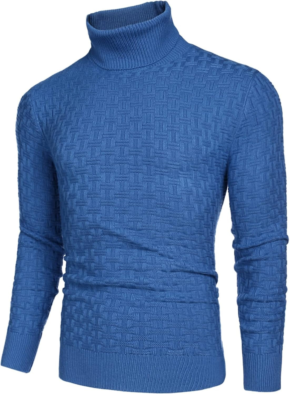 Men'S Slim Fit Turtleneck Sweaters Casual Cable Knitted Soft Pullover Sweaters