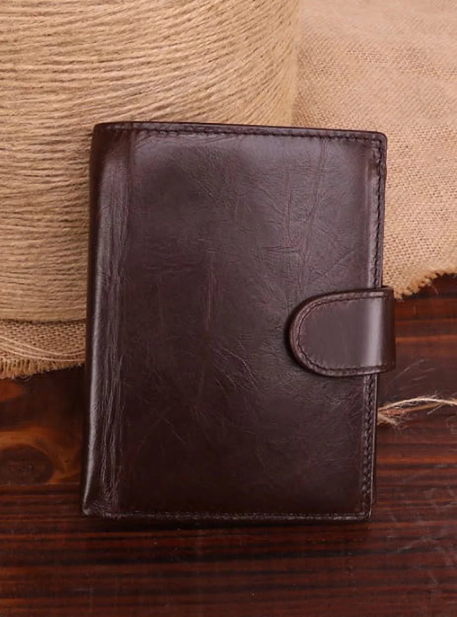 Mens RFID Leather Trifold Wallet Large Card Holder Purse