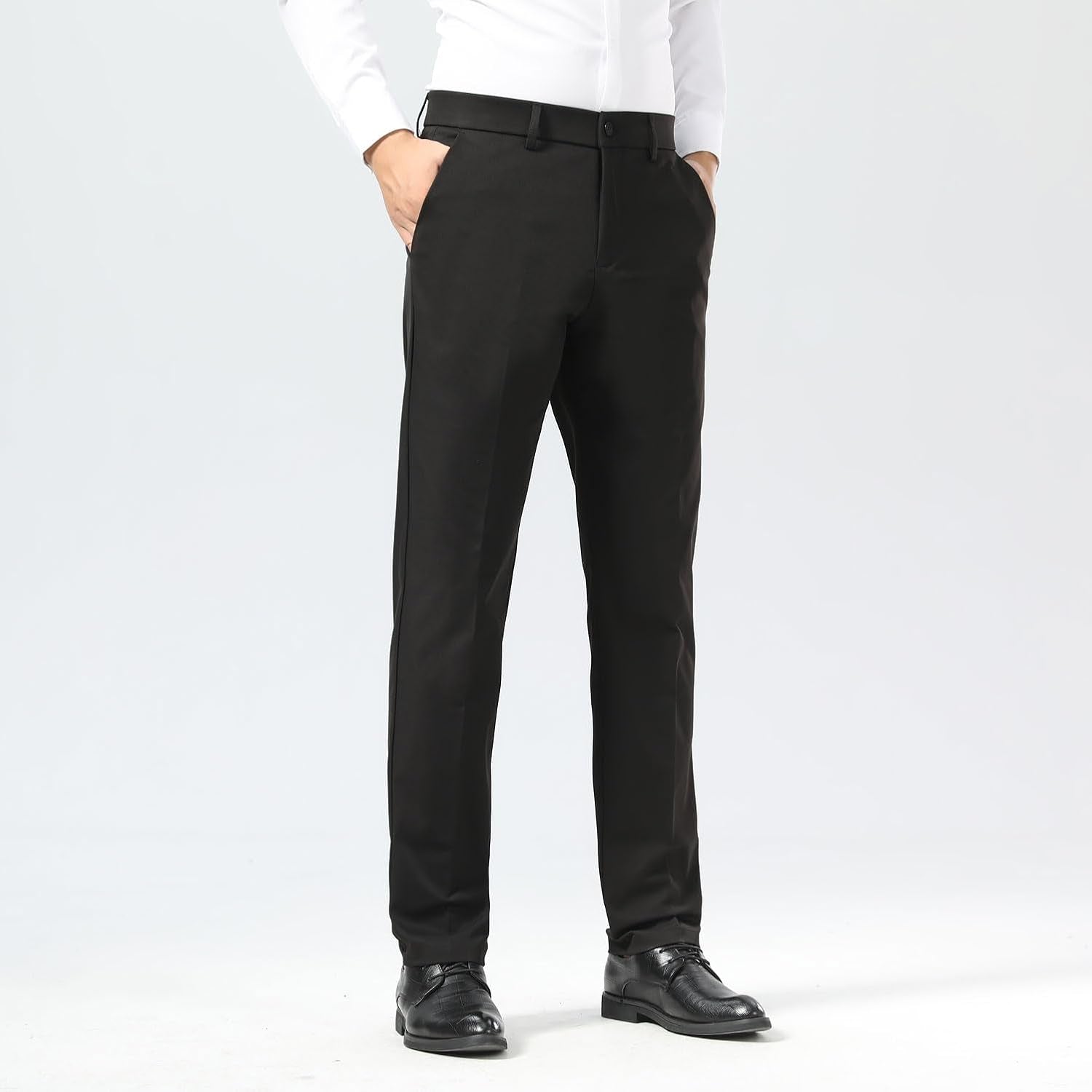 Slim Fit Stretch Khaki Dress Pants for Men - Wrinkle-Free Style