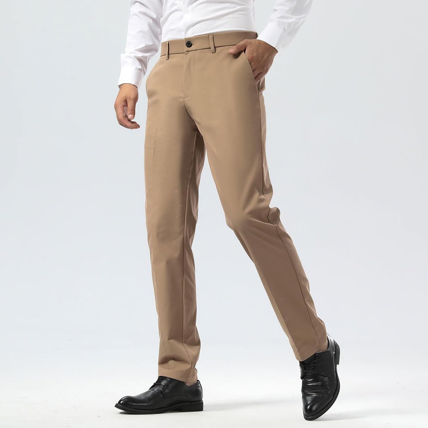 Men'S Dress Pants Slim Fit Stretch Khaki Pants Wrinkle Free