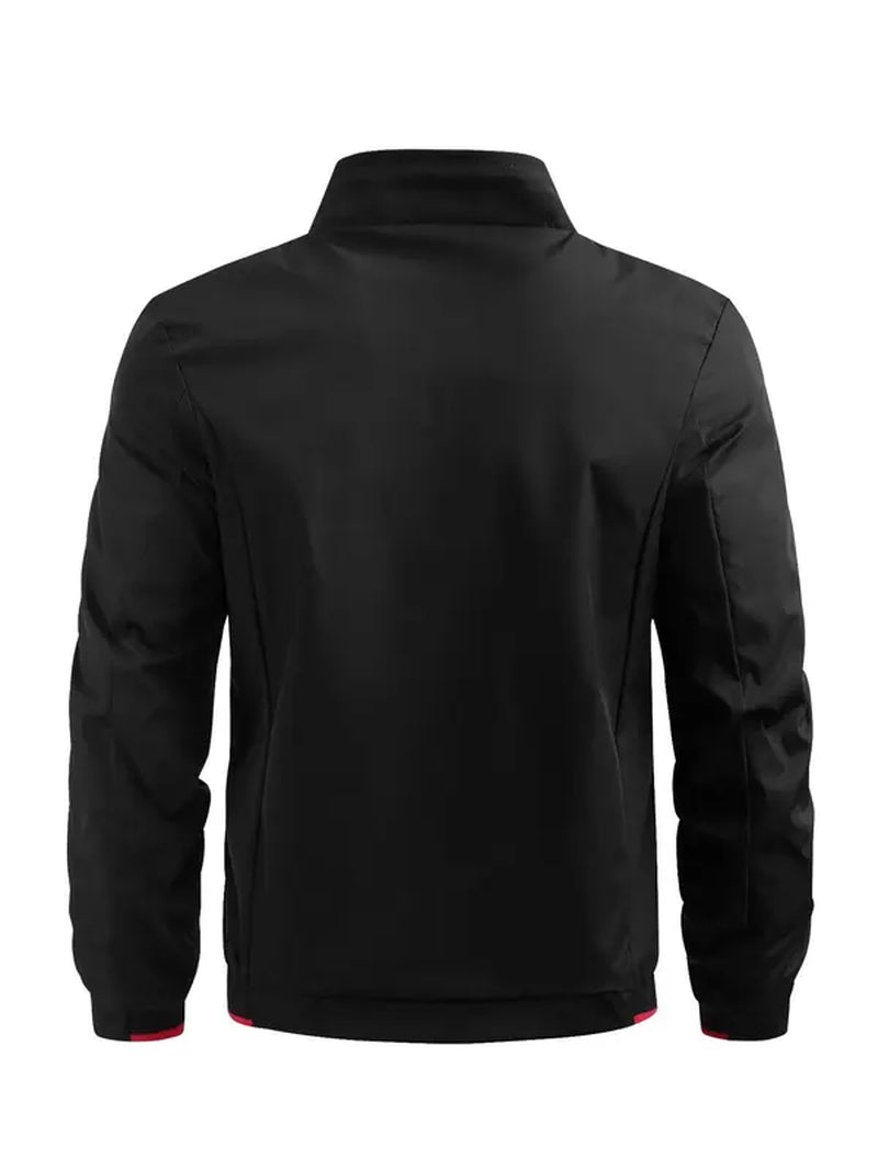 Contrast Binding Zipper Pocket Jacket: Stylish Outerwear for Men