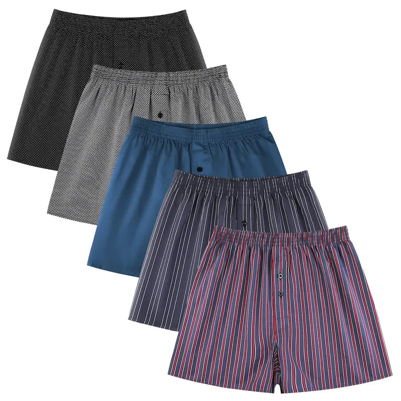 "Classic Cotton Boxer Shorts for Men - Pack of 5"