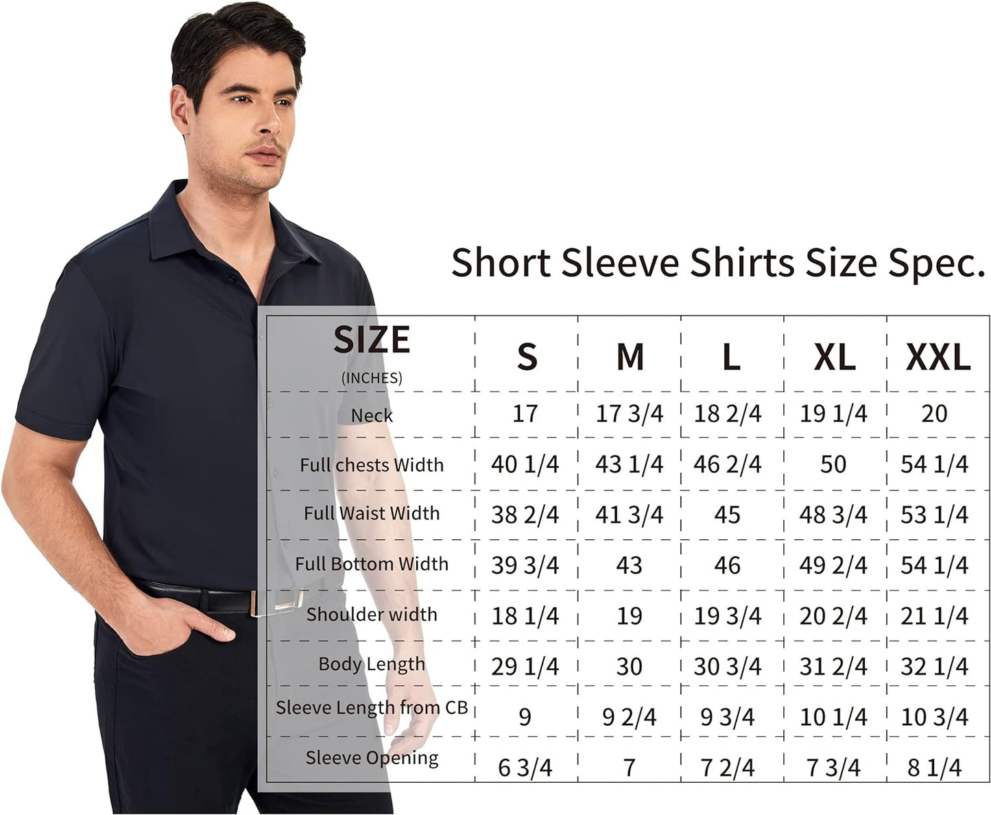 Mens Dress Shirt Wrinkle Free Moisture Wicking 4-Way High Stretch Super Soft Casual Button down Shirts