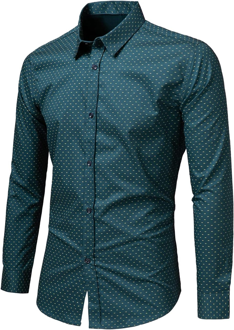 Men'S Dress Shirt,Mens Casual Long Sleeve Print Cotton Business Button down Regular Fit Dress Shirt