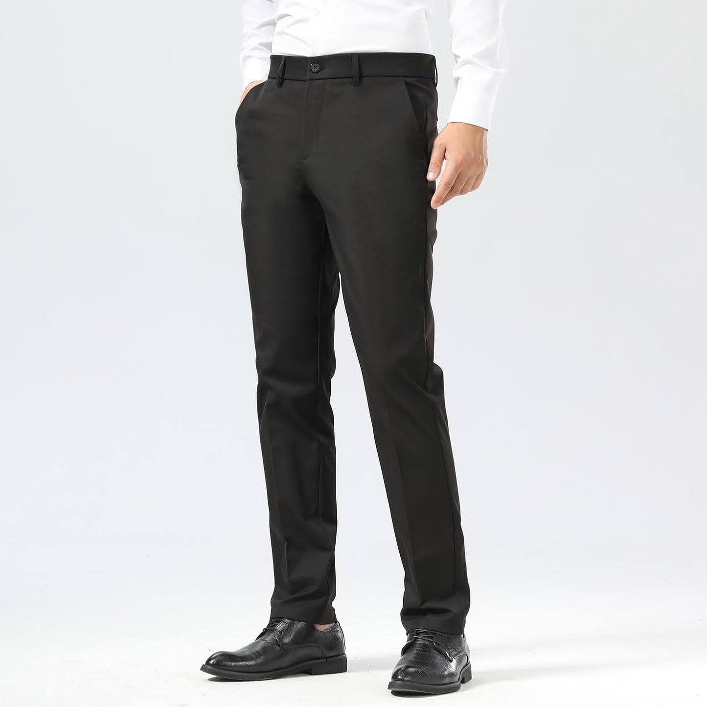 Slim Fit Stretch Khaki Dress Pants for Men - Wrinkle-Free Style