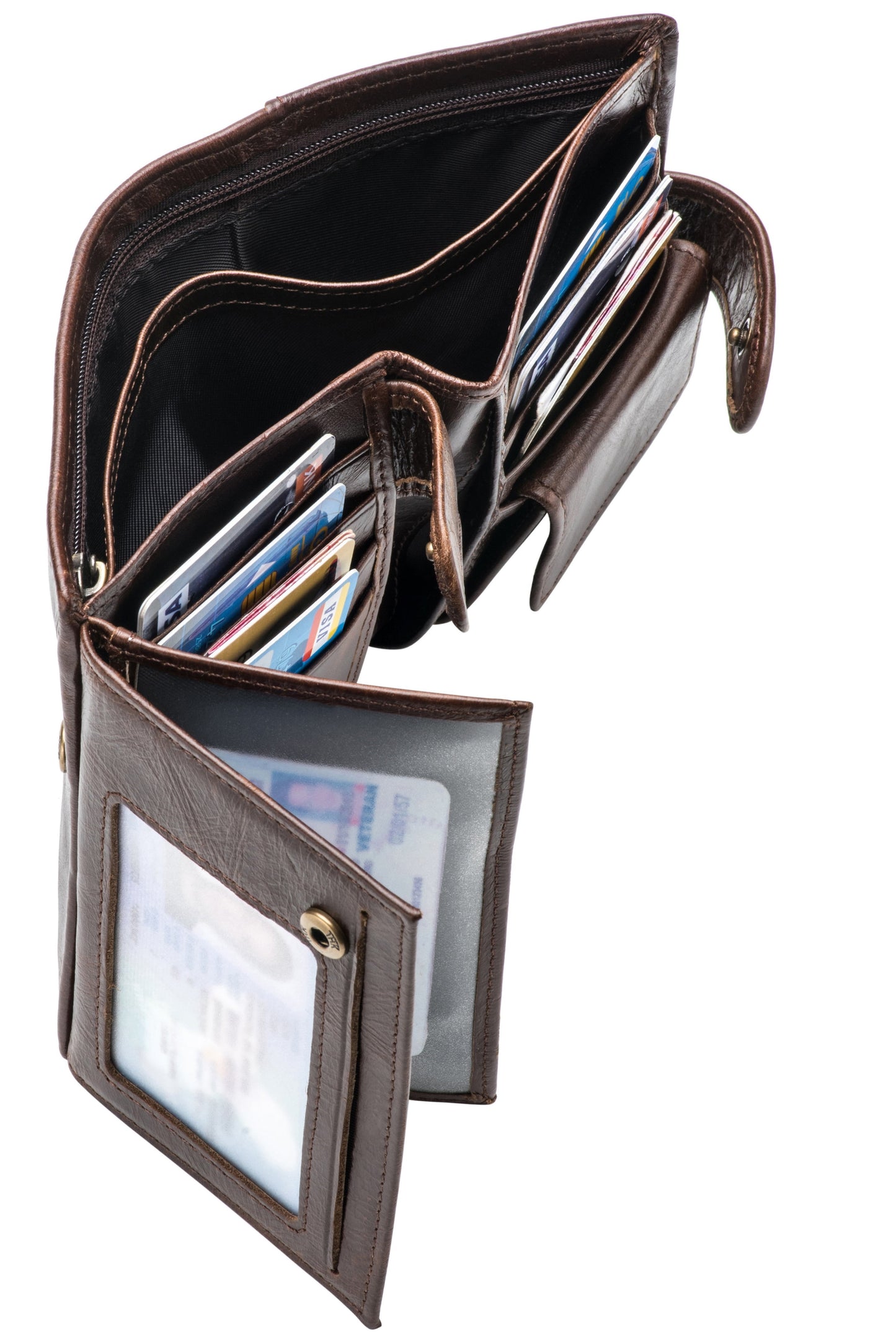 Mens RFID Leather Trifold Wallet Large Card Holder Purse