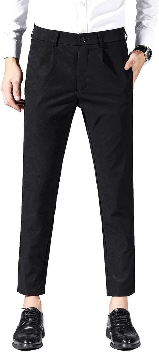 Men'S Cropped Pants Slim Fit Dress Pants Uniform Pants Suit Pants for Men