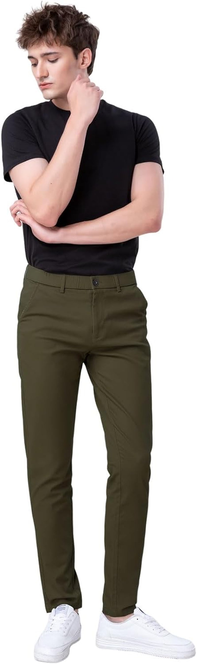 Slim Fit Stretchy Khaki Pants for Men