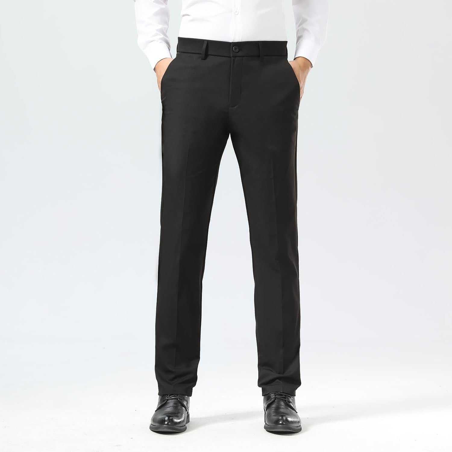 Slim Fit Stretch Khaki Dress Pants for Men - Wrinkle-Free Style