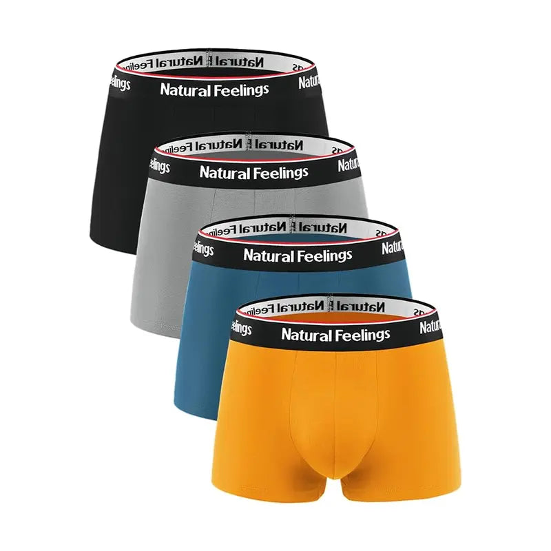 Natural Feelings Mens Modal Underwear Trunks Soft Mens Modal Boxer Briefs for Men Pack of 4