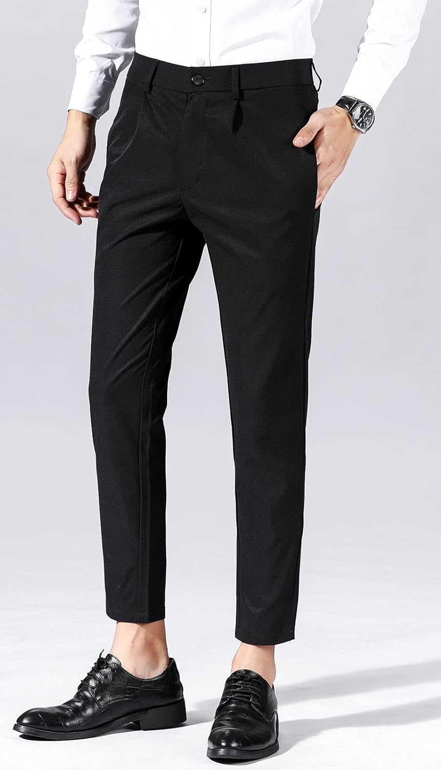 Men'S Cropped Pants Slim Fit Dress Pants Uniform Pants Suit Pants for Men