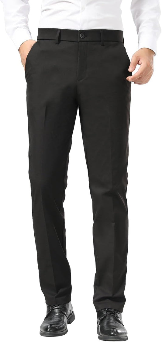 Men'S Dress Pants Slim Fit Stretch Khaki Pants Wrinkle Free