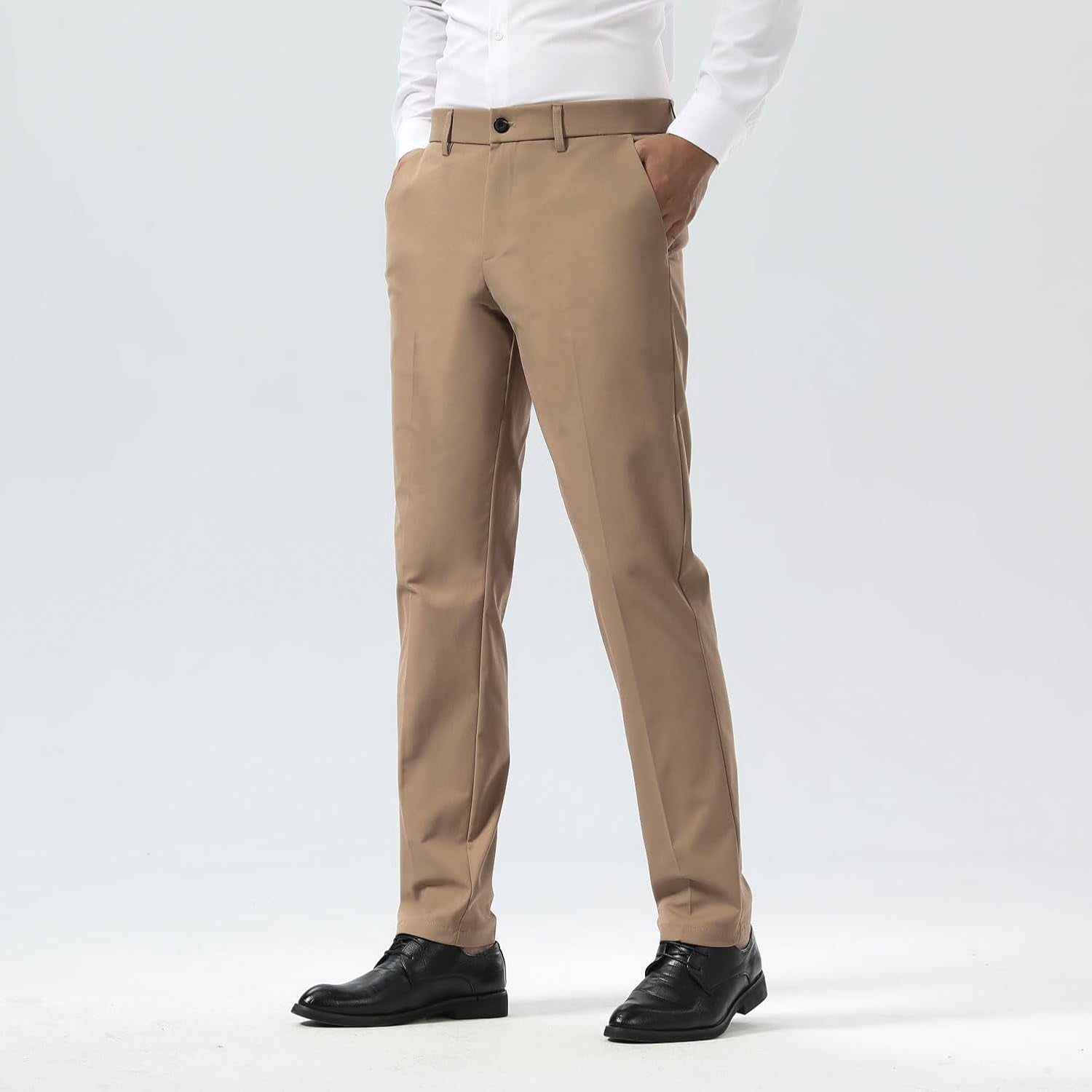 Men'S Dress Pants Slim Fit Stretch Khaki Pants Wrinkle Free